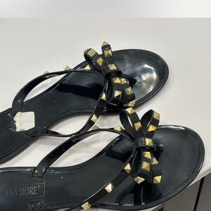 Black Sandals with Gold Accents